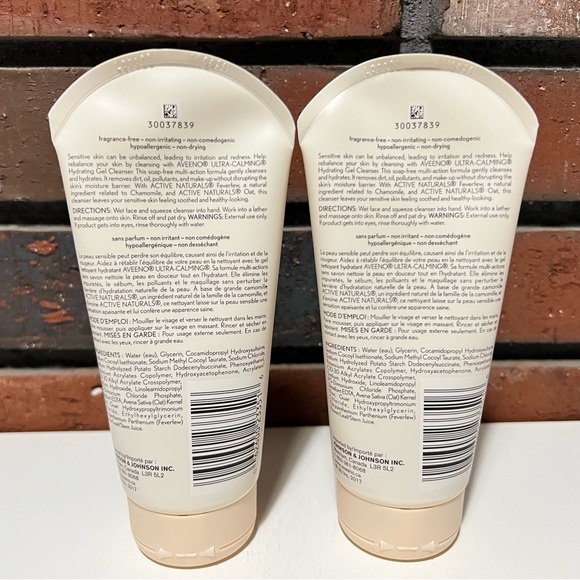 2x Aveeno Ultra Calming Sensitive Skin Hydrating Gel Cleanser 5 oz 141g Each NEW - Picture 2 of 6
